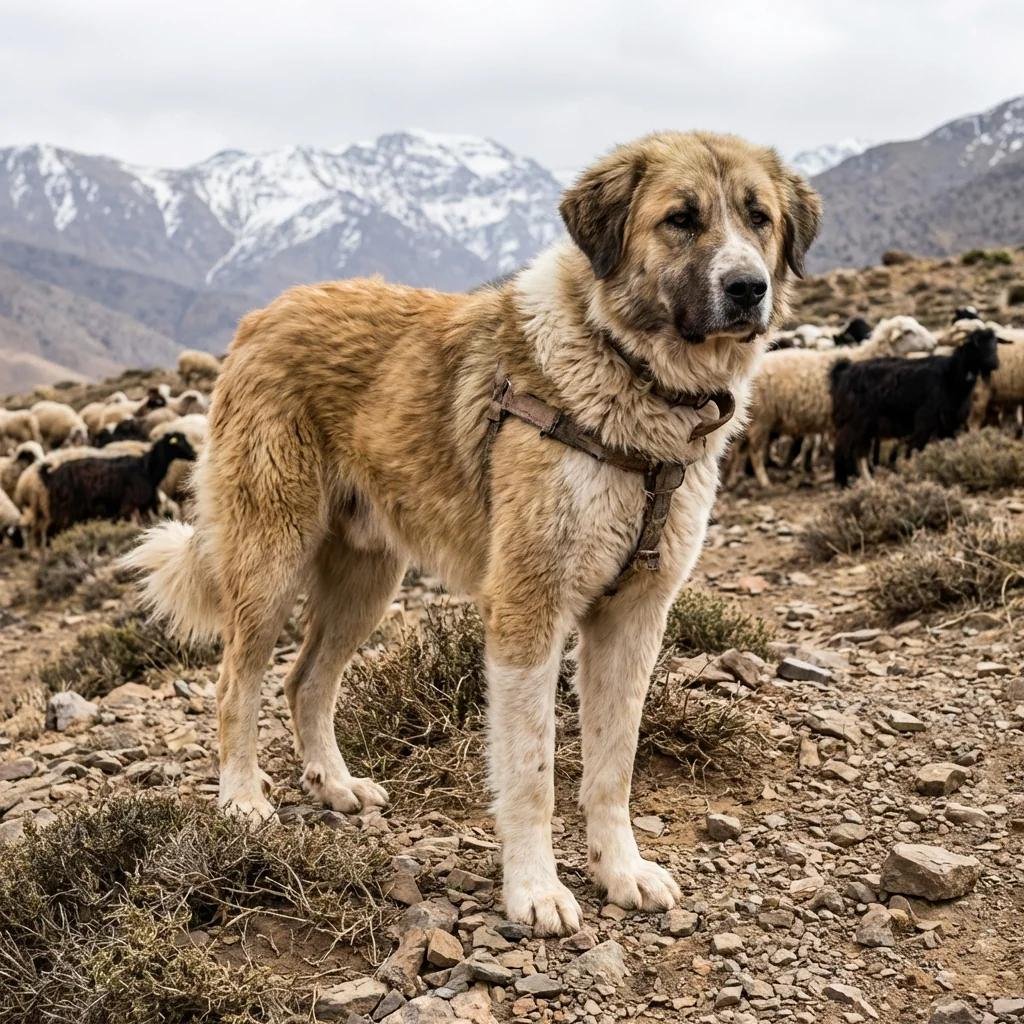 Aïdi — Chien de Montagne de l'Atlas em ambiente montanhoso